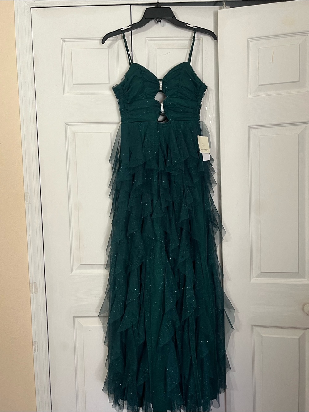 Sparkle Teal Ruffle Maxi Dress